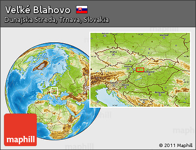 Physical Location Map of Veľké Blahovo