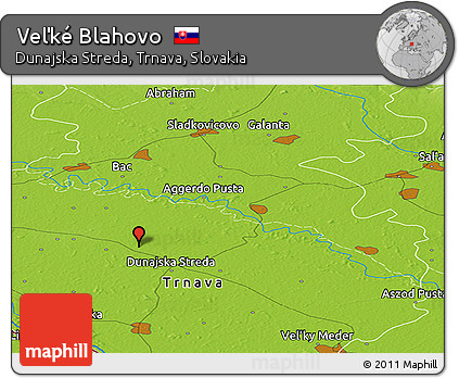 Physical Panoramic Map of Veľké Blahovo