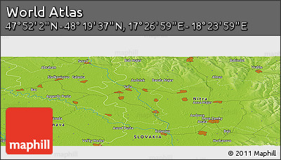 Physical Panoramic Map of the Area around 48° 5' 50" N, 17° 55' 29" E