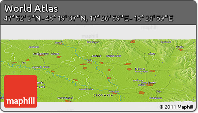 Physical Panoramic Map of the Area around 48° 5' 50" N, 17° 55' 29" E