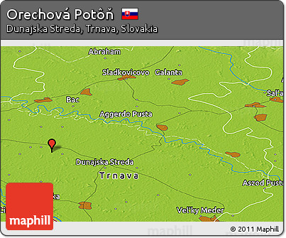 Physical Panoramic Map of Orechová Potôň