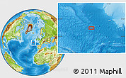 Physical Location Map of the area around 48° 5' 50" N, 17° 46' 29" W