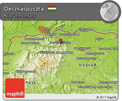 Physical 3D Map of Deszkáspuszta