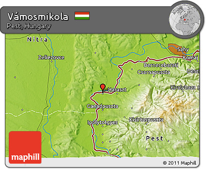 Physical 3D Map of Vámosmikola