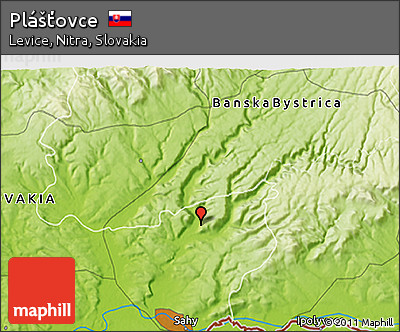Physical 3D Map of Plášťovce