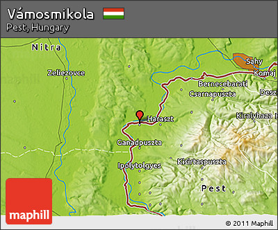 Physical 3D Map of Vámosmikola