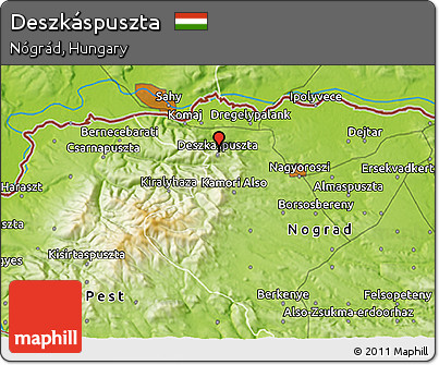 Physical 3D Map of Deszkáspuszta