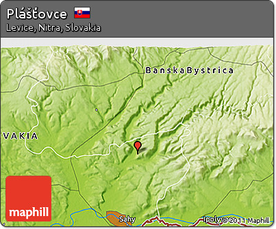 Physical 3D Map of Plášťovce