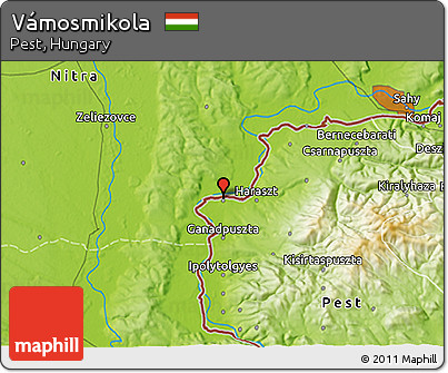 Physical 3D Map of Vámosmikola