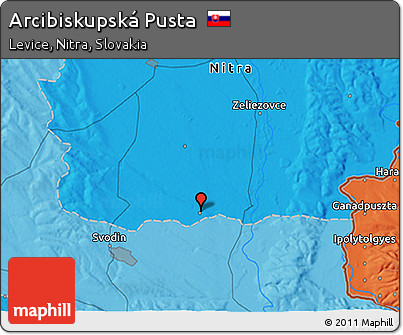 Political 3D Map of Arcibiskupská Pusta