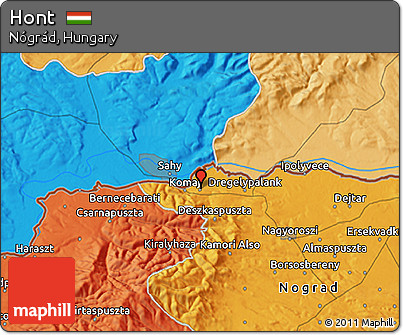 Political 3D Map of Hont
