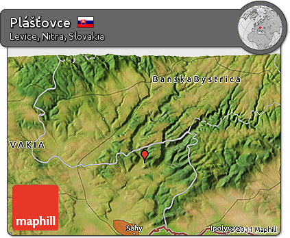 Satellite 3D Map of Plášťovce
