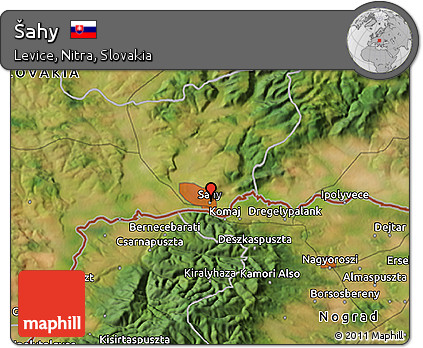 Satellite 3D Map of Šahy