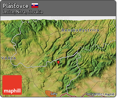 Satellite 3D Map of Plášťovce