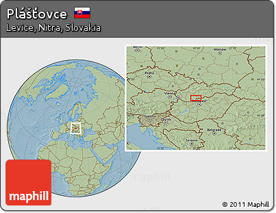 Savanna Style Location Map of Plášťovce, hill shading