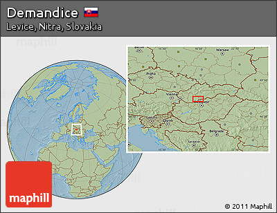 Savanna Style Location Map of Demandice, hill shading