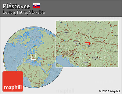 Savanna Style Location Map of Plášťovce, hill shading