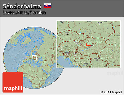 Savanna Style Location Map of Sándorhalma, hill shading