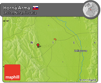 Physical Map of Horná Arma