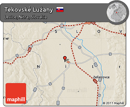 Shaded Relief Map of Tekovské Lužany