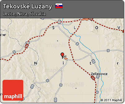 Shaded Relief Map of Tekovské Lužany