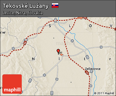 Shaded Relief Map of Tekovské Lužany