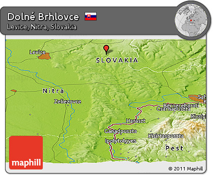Physical Panoramic Map of Dolné Brhlovce