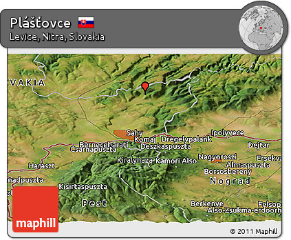 Satellite Panoramic Map of Plášťovce