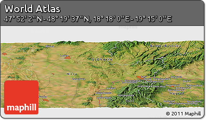 Satellite Panoramic Map of the Area around 48° 5' 50" N, 18° 46' 29" E