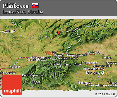 Satellite Panoramic Map of Plášťovce