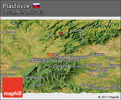 Satellite Panoramic Map of Plášťovce