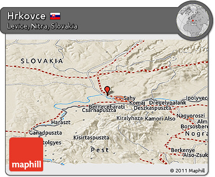 Shaded Relief Panoramic Map of Hrkovce