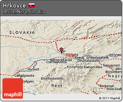 Shaded Relief Panoramic Map of Hrkovce