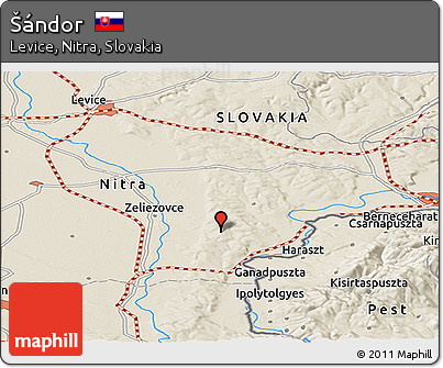 Shaded Relief Panoramic Map of Šándor