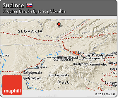 Shaded Relief Panoramic Map of Sudince