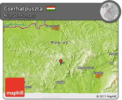 Physical 3D Map of Cserhátpuszta