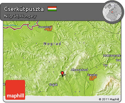 Physical 3D Map of Cserkútpuszta