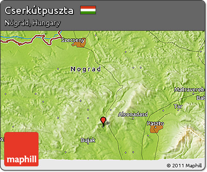 Physical 3D Map of Cserkútpuszta