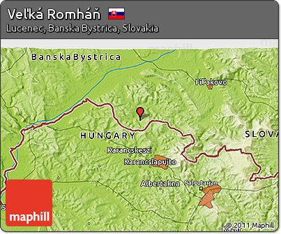 Physical 3D Map of Veľká Romháň