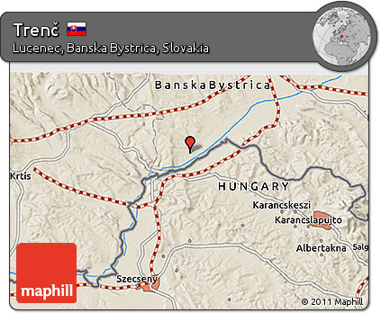 Shaded Relief 3D Map of Trenč