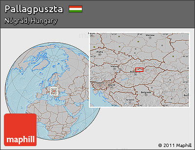 Gray Location Map of Pallagpuszta, hill shading