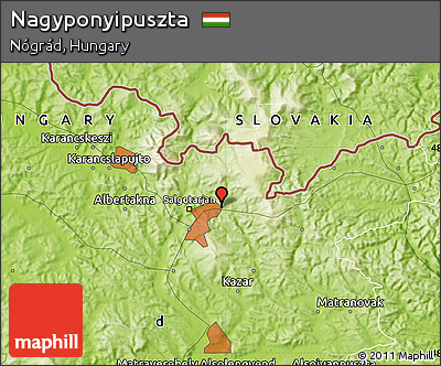 Physical Map of Nagyponyipuszta