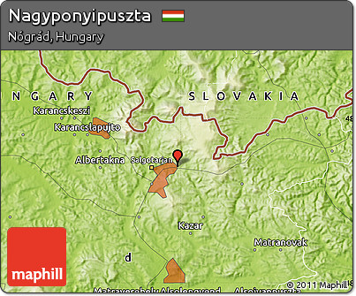 Physical Map of Nagyponyipuszta