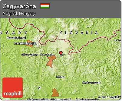 Physical Map of Zagyvaróna