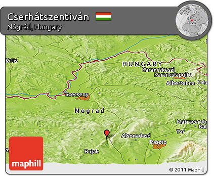 Physical Panoramic Map of Cserhátszentiván