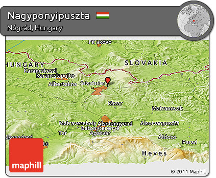 Physical Panoramic Map of Nagyponyipuszta