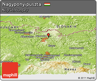 Physical Panoramic Map of Nagyponyipuszta