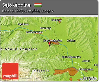 Physical 3D Map of Sajókápolna