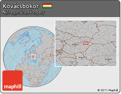 Gray Location Map of Kovácsbokor, hill shading