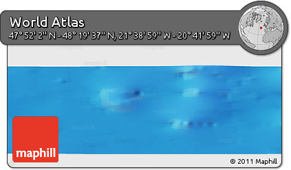 Shaded Relief Panoramic Map of the Area around 48° 5' 50" N, 21° 10' 29" W